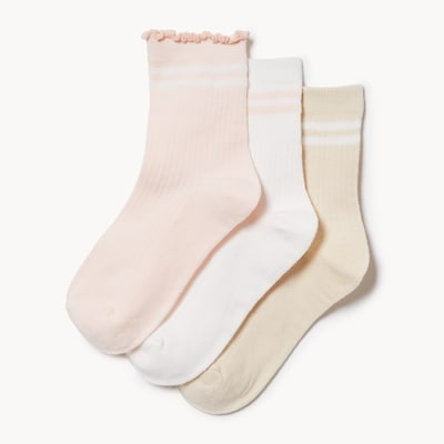Kid Girls' 3-Pack Mid-Crew Socks - Peach