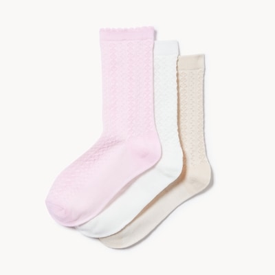 Kid Girls' 3-Pack Textured Crew Socks