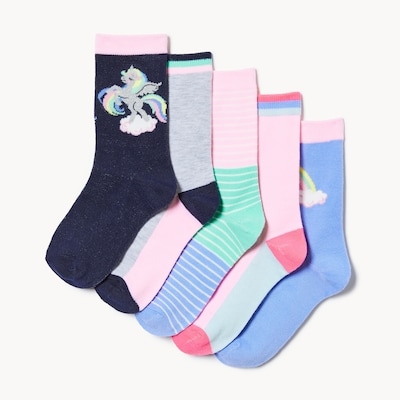Ens. 5 paires de chaussettes tube pour filles - Bleu Foncé