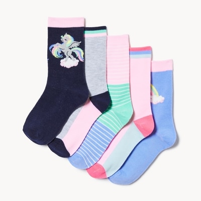 Kid Girls' 5-Pack Crew Socks - Dark Blue