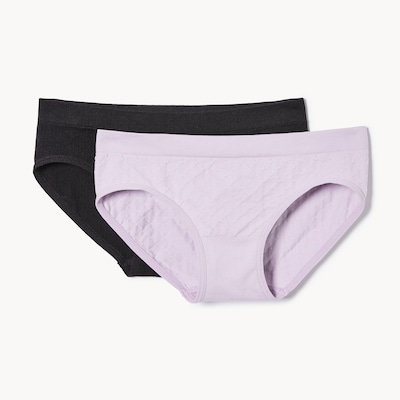 Ens. 2 culottes bikini sans couture pour filles - Noir