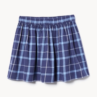 Kid Girls' Flannel Plaid Skirt - Light Navy