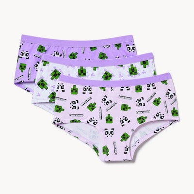 Ensemble de 3 culottes garçonnes Minecraft, filles - Pourpre