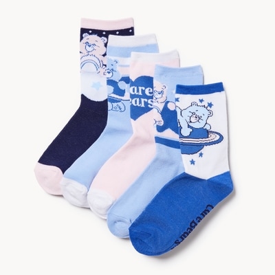 Kid Girls' 5-Pack Care Bears Crew Socks - Blue