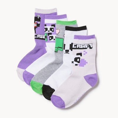 5 paires de chaussettes tube Minecraft, filles - Pourpre