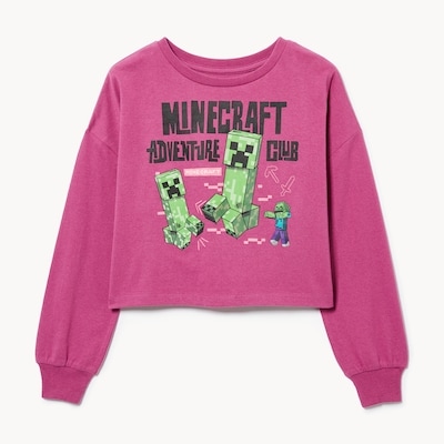 Kid Girls' Minecraft Long Sleeve Top - Magenta