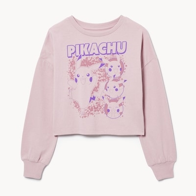 Haut à manches longues Pikachu pour filles - Ouvert Violet
