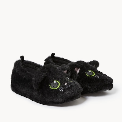 Kid Girls' Cat Slippers - Black