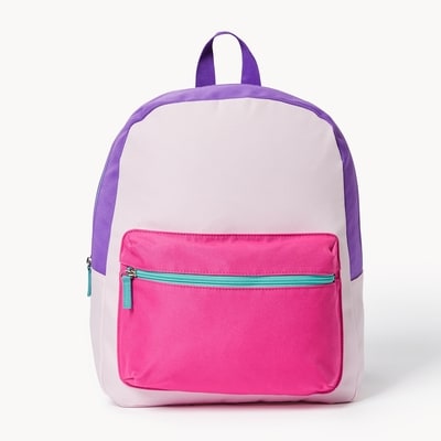 Sac à dos à bandes de couleur pour filles - Rose