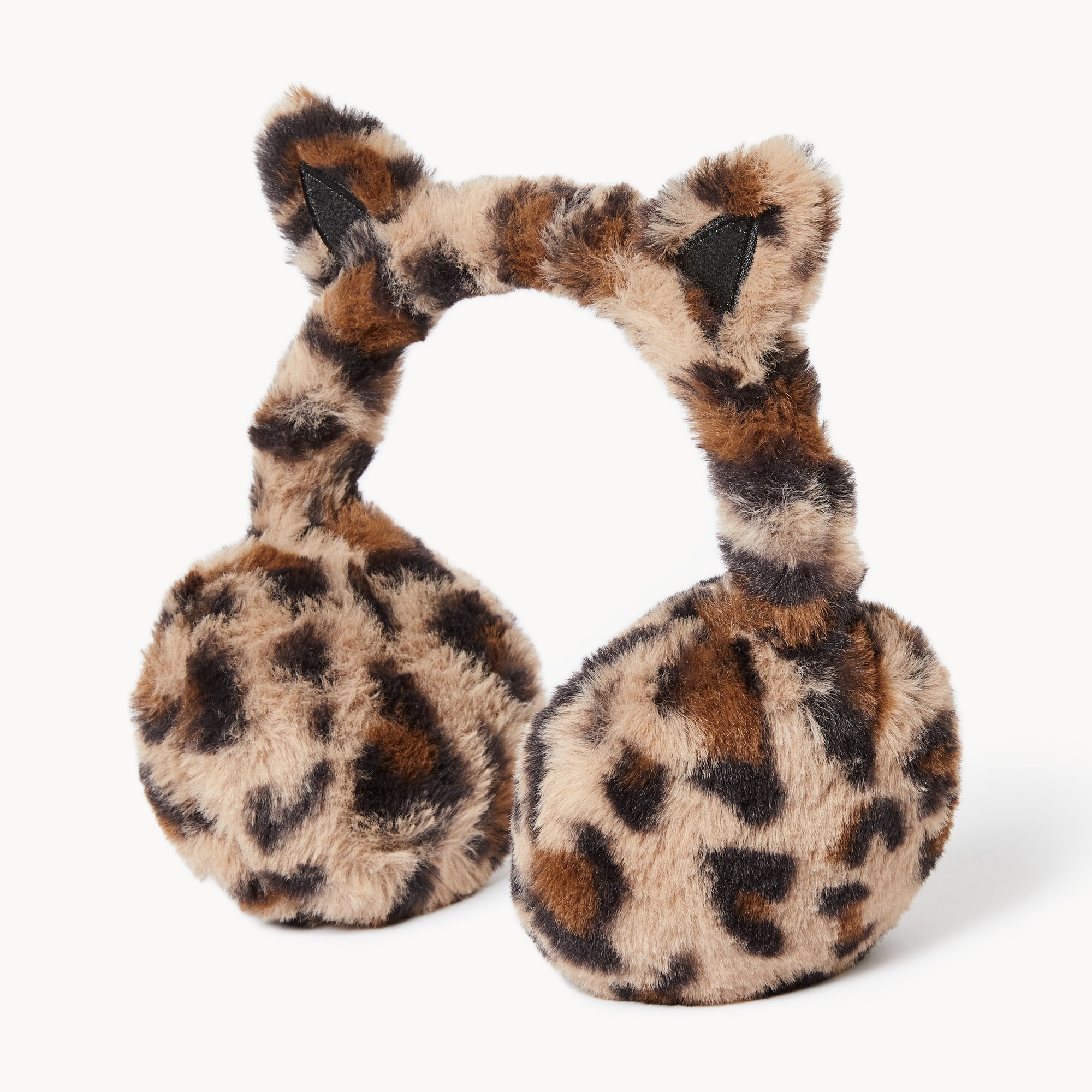 Toddler Girls' Leopard Faux Fur Ear Muffs in Brown from Joe