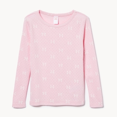 Toddler Girls' Printed Pointelle Long Sleeve - Light Pink