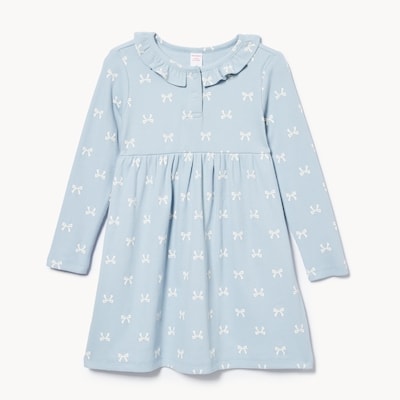 Toddler Girls' Collar Printed Dress - Pale Blue