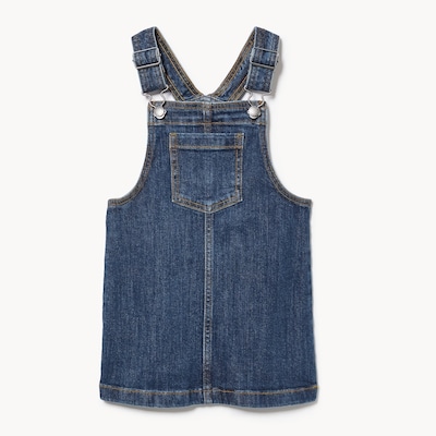 Robe chasuble en denim pour petites filles - Marine