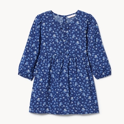 Toddler Girls' Bow Front Dress - Indigo