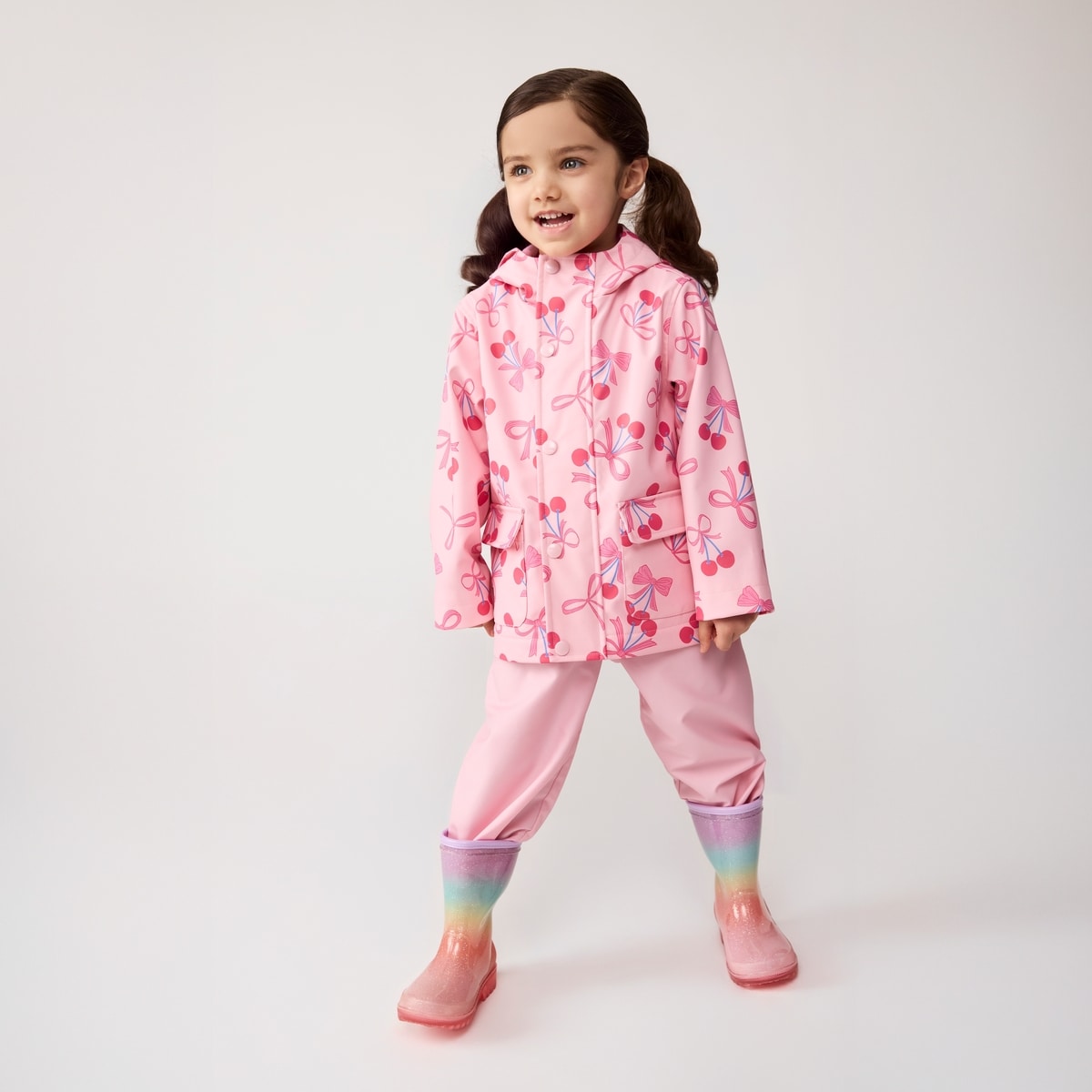 Toddler Printed Raincoat - Light Pink