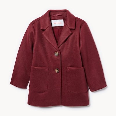 Toddler Girls' Melton Coat - Dark Red
