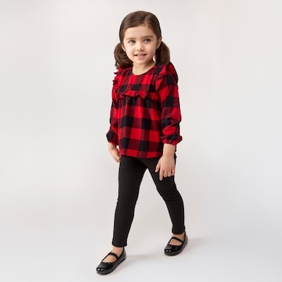Toddler Girls' Buffalo Plaid Flannel Top - Cherry Red