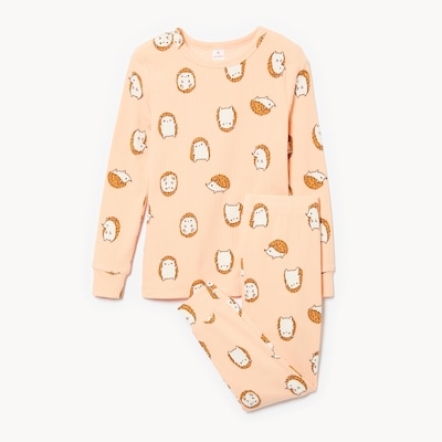 Pyjama imprimé de 2 pièces pour petites filles - Pêche