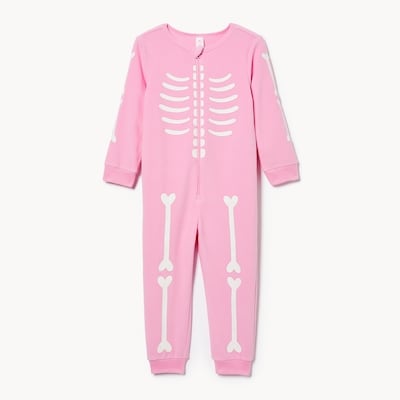 Toddler Girls' Skeleton Sleep Onesie - Bright Pink