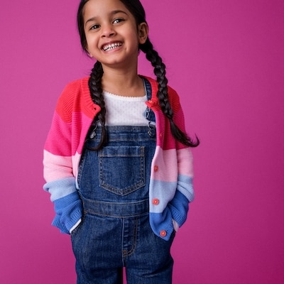 Toddler Girls' Rainbow Cardigan - Bright Red