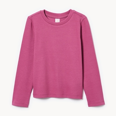 Haut côtelé à manches longues pour petites filles - Fuchsia