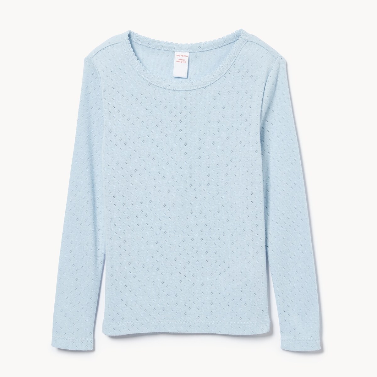 Toddler Girls' Pointelle Long Sleeve Top - Pale Blue