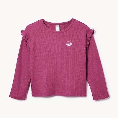 Haut brodé à manches longues pour petites filles - Fuchsia