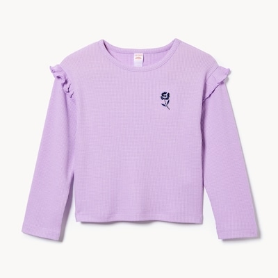 Haut brodé à manches longues pour petites filles - Lilas