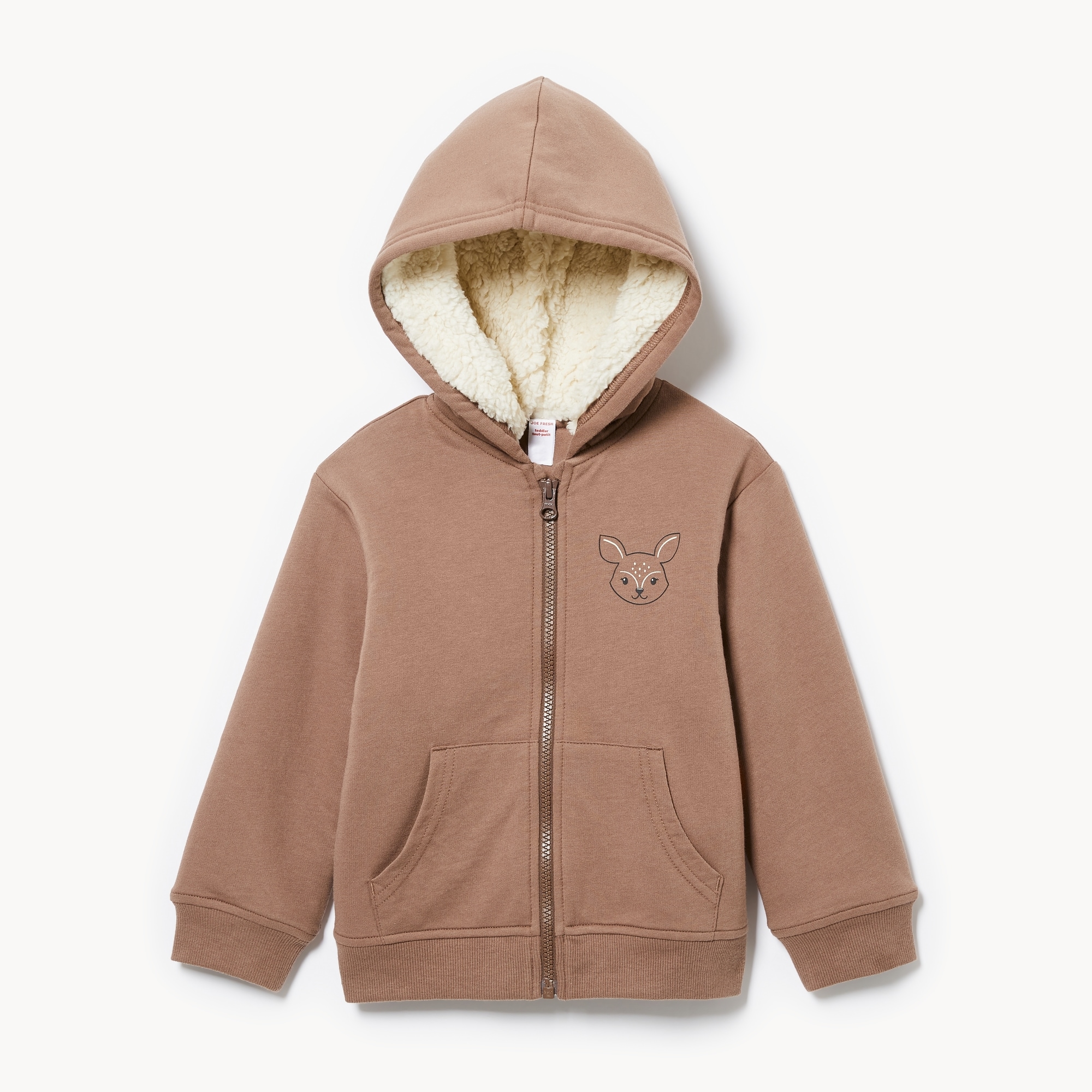 Toddler Girls' Teddy Fleece-Lined Hoodie in Dusty Brown from Joe Fresh