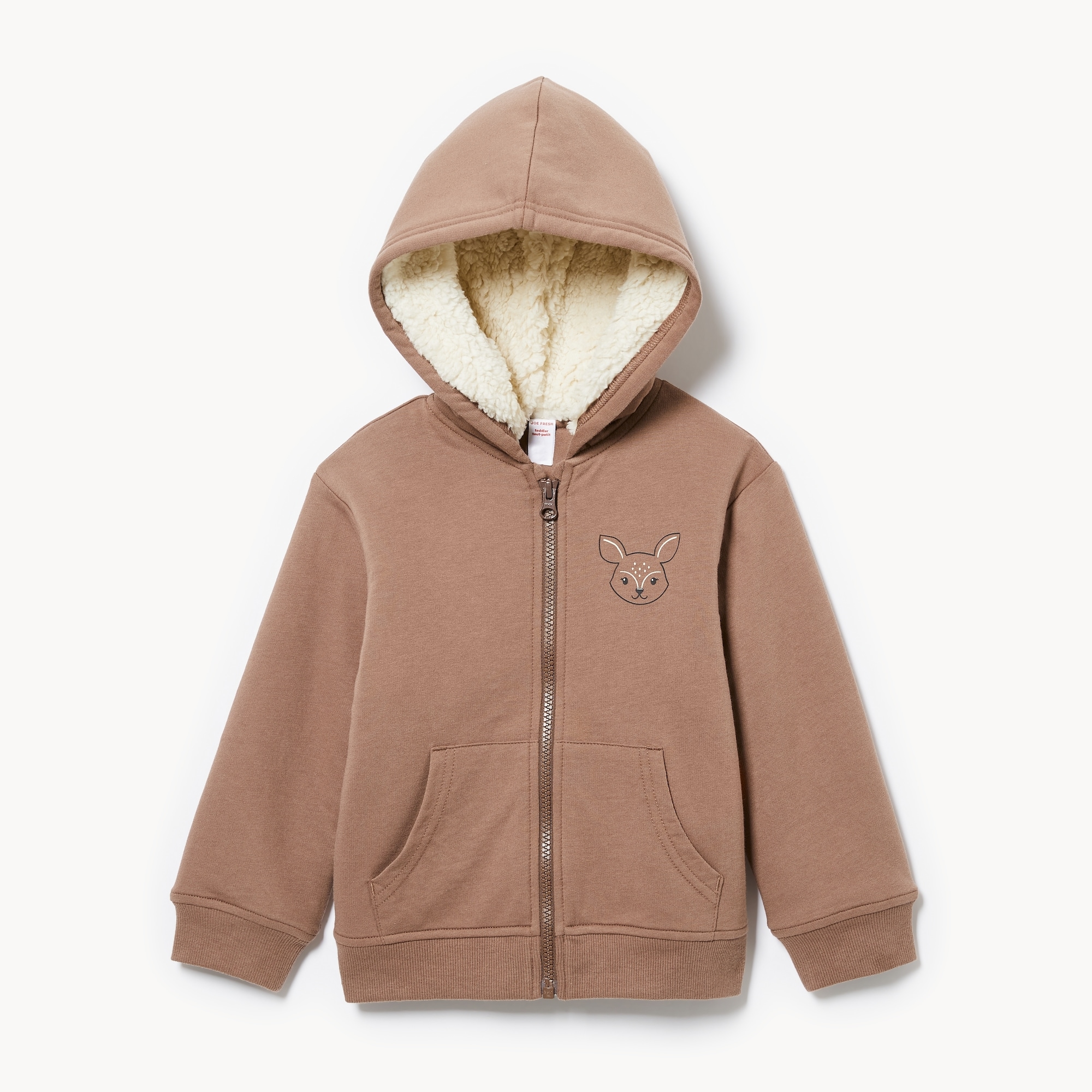 Toddler Girls' Teddy Fleece-Lined Hoodie in Dusty Brown from Joe Fresh