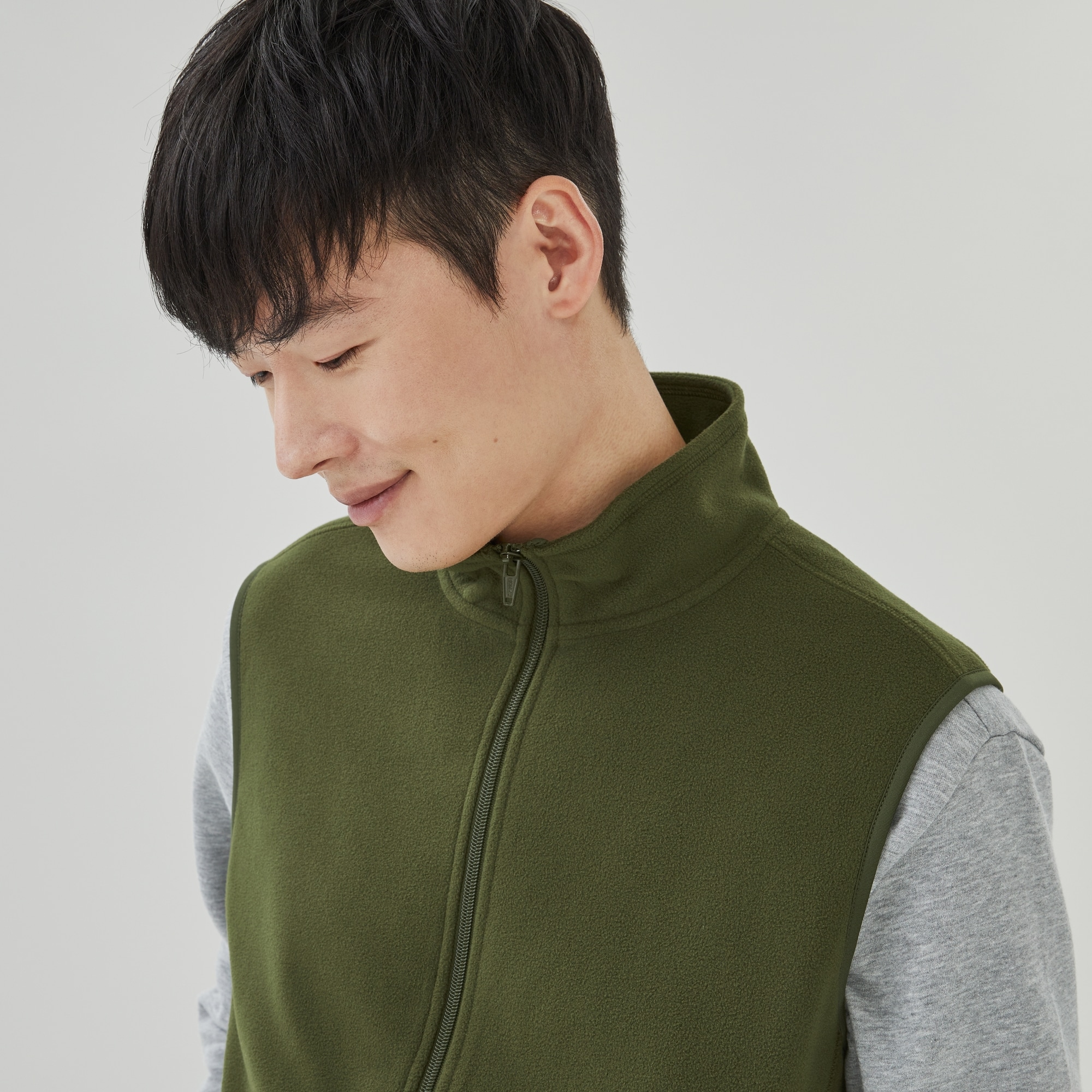 Men's Active Fleece Vest in Dark Olive from Joe Fresh