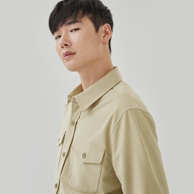Men's Terry Classic Shacket - Light Olive