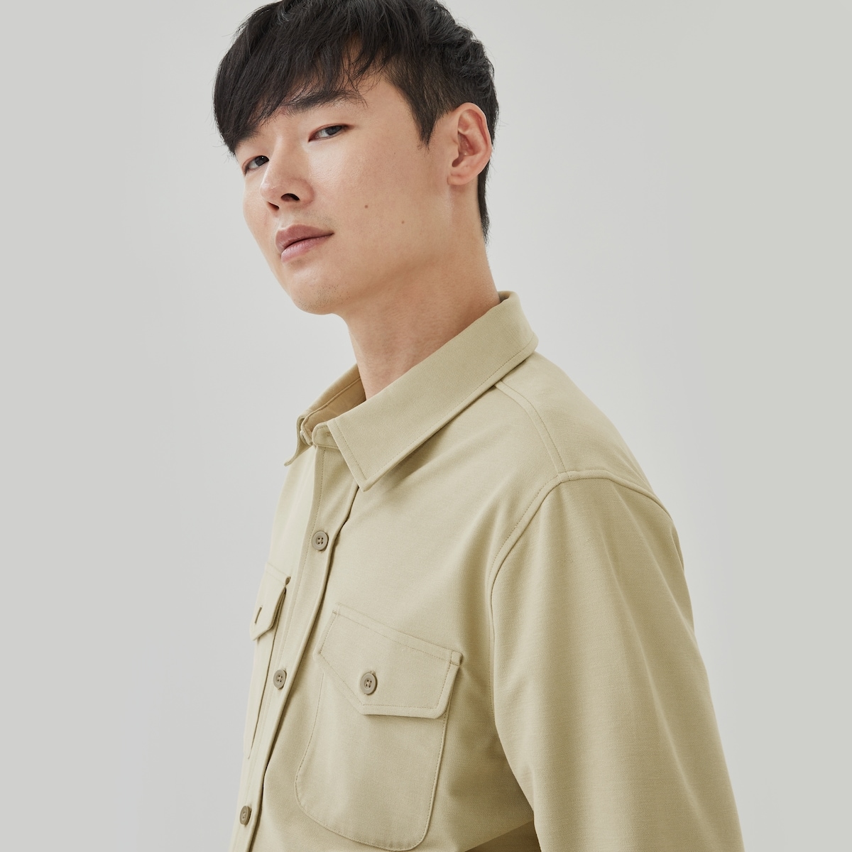 Men's Terry Classic Shacket - Light Olive