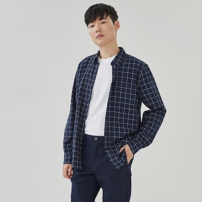 Men's Cotton Twill Button-Down Shirt - Indigo