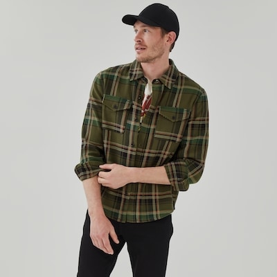 Veste chemise Oxford classique pour hommes - Olive Foncé