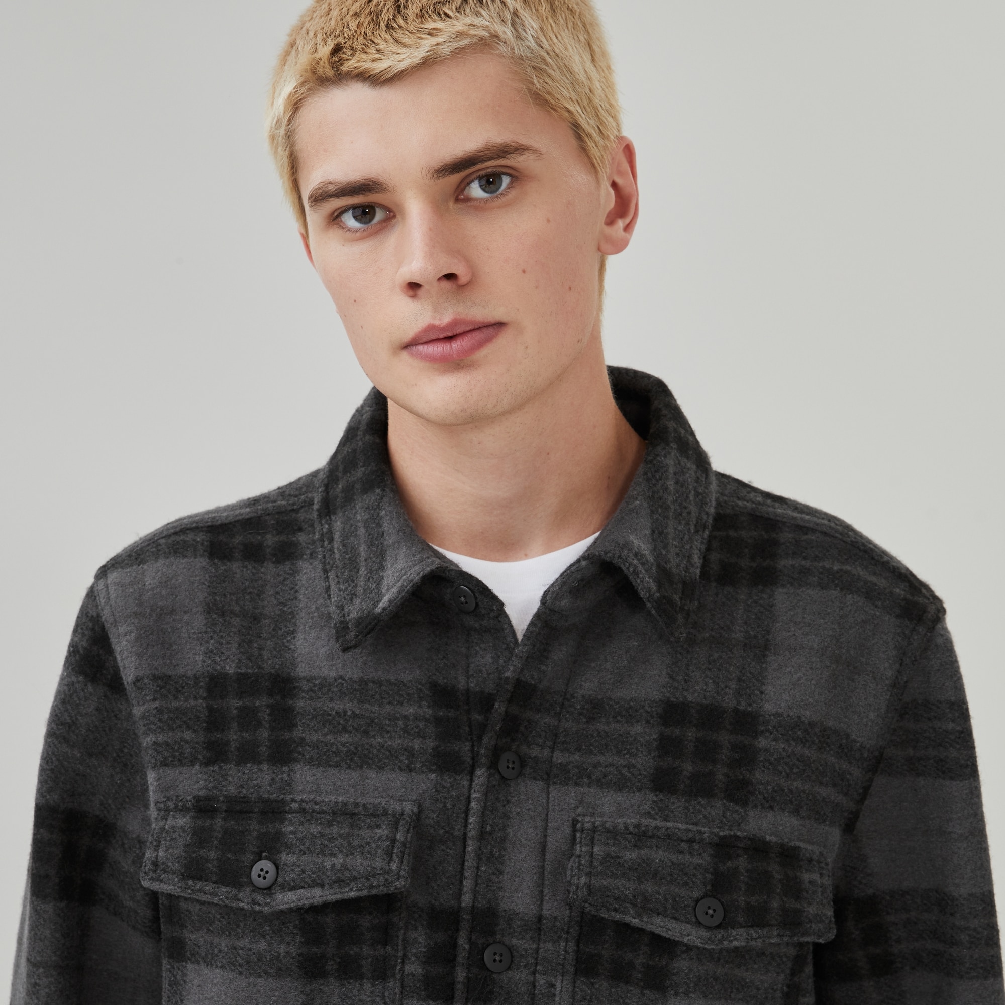 Men's Woven Melton Shacket in Ash Grey from Joe Fresh