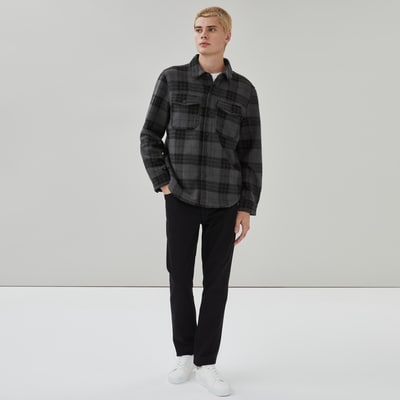 Men's Woven Melton Shacket - Ash Grey