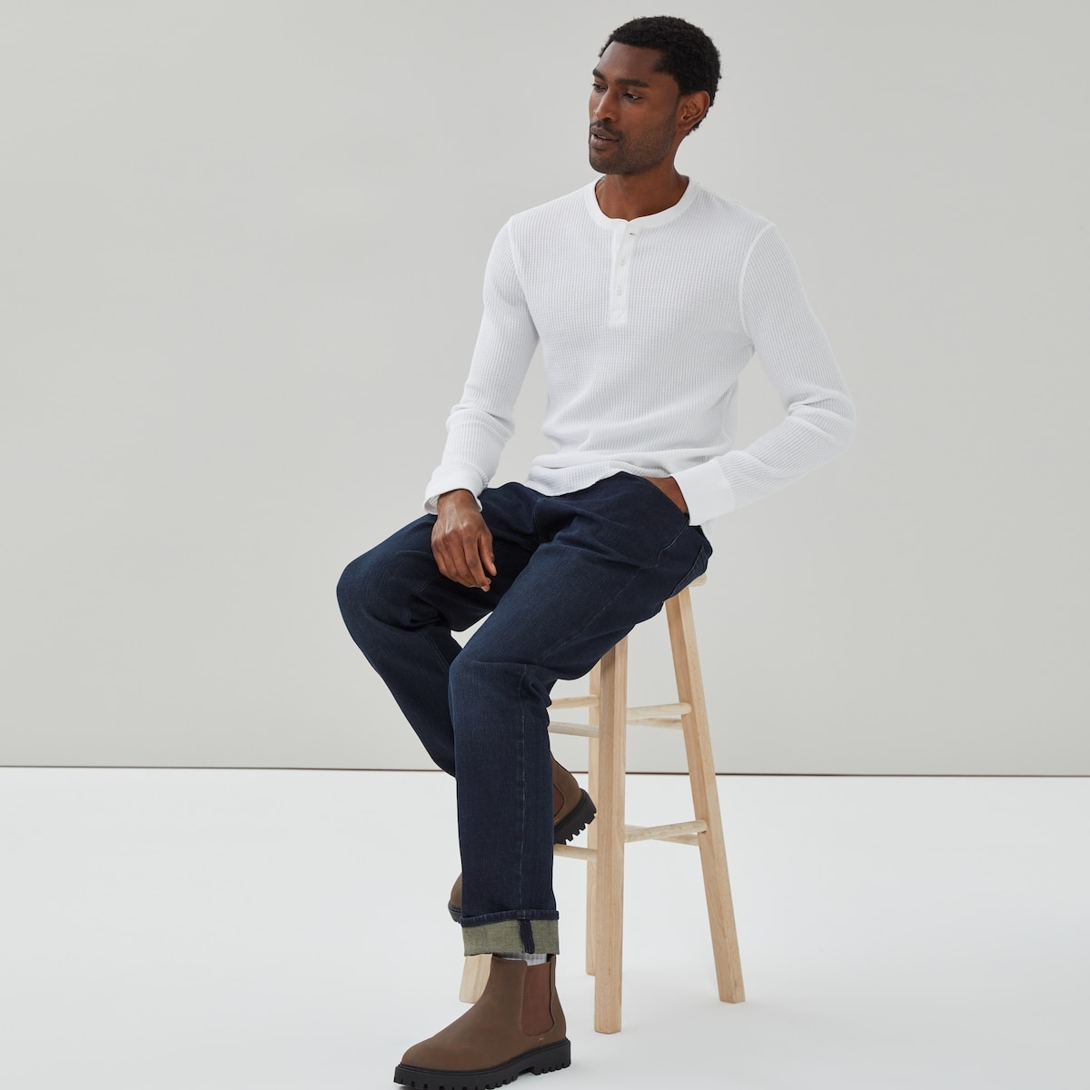 Haut henley en tricot gaufr