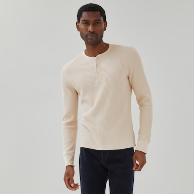 Men's Waffle Knit Henley Top - Oat Mix