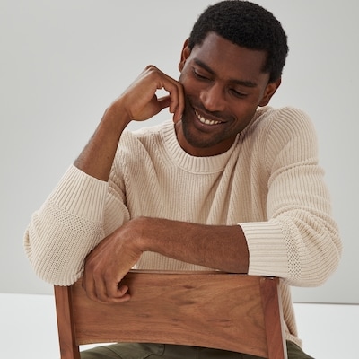 Men's Shaker Stitch Sweater - Cream