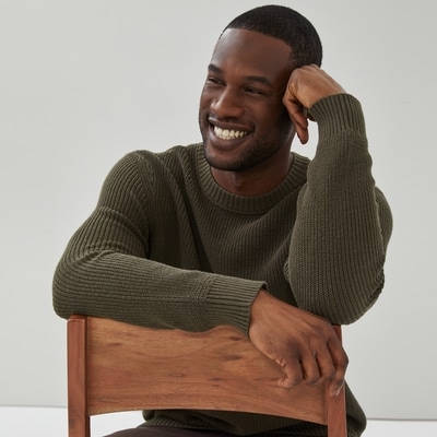 Men's Shaker Stitch Sweater - Dark Brown