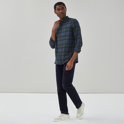 Chemise boutonnée en flanelle pour hommes - Marine