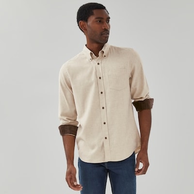 Men's Flannel Button-Down Shirt - Oat Mix