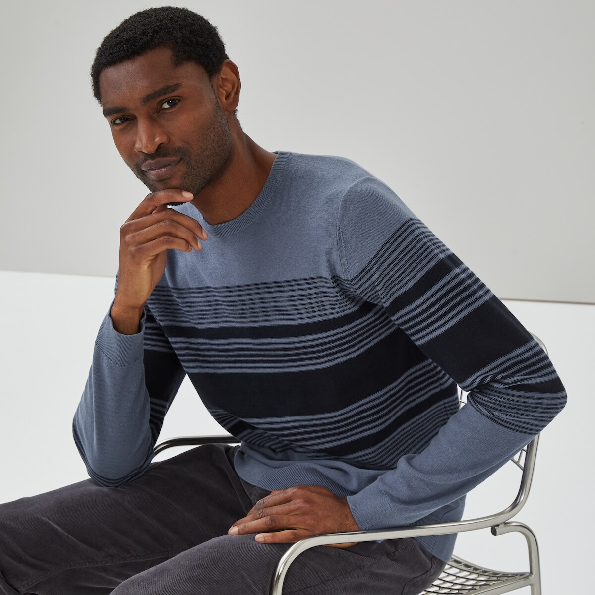 Men's Striped Crew Neck Sweater