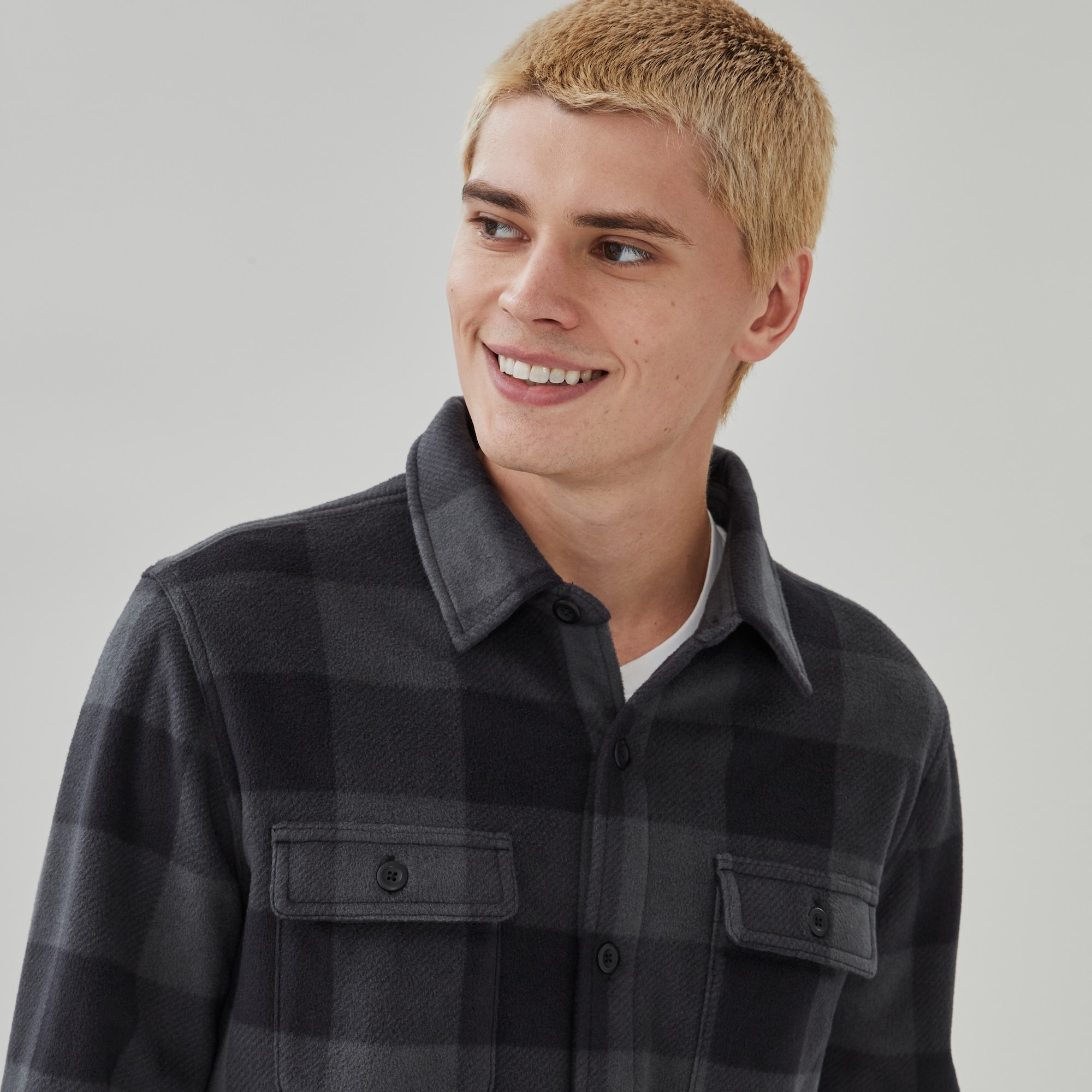 Men's Active Microfleece Shacket in Dark Grey from Joe Fresh