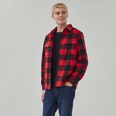 Men's Active Microfleece Shacket - Red