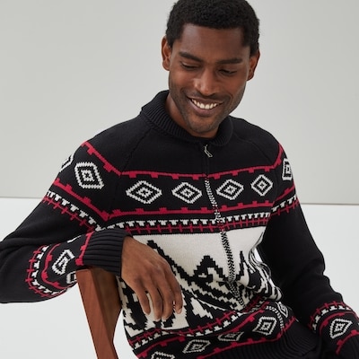 Joe Fresh Chandail en tricot intarsia à fermeture éclair 1 ea, 69,00 $/1ch