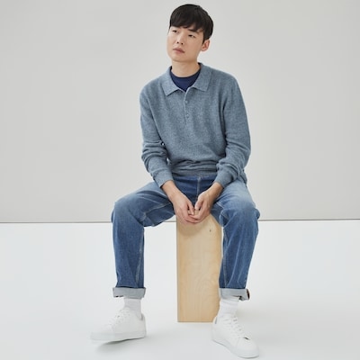 Chandail polo classique pour hommes - Mélange De Bleu