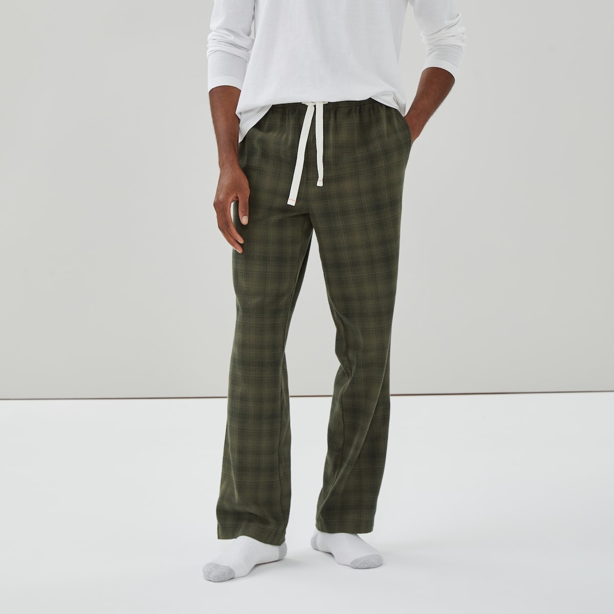 Pantalon de nuit en flanelle pour hommes - Olive
