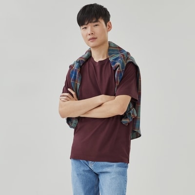 Men's Essential Organic Cotton T-Shirt - Dark Burgundy